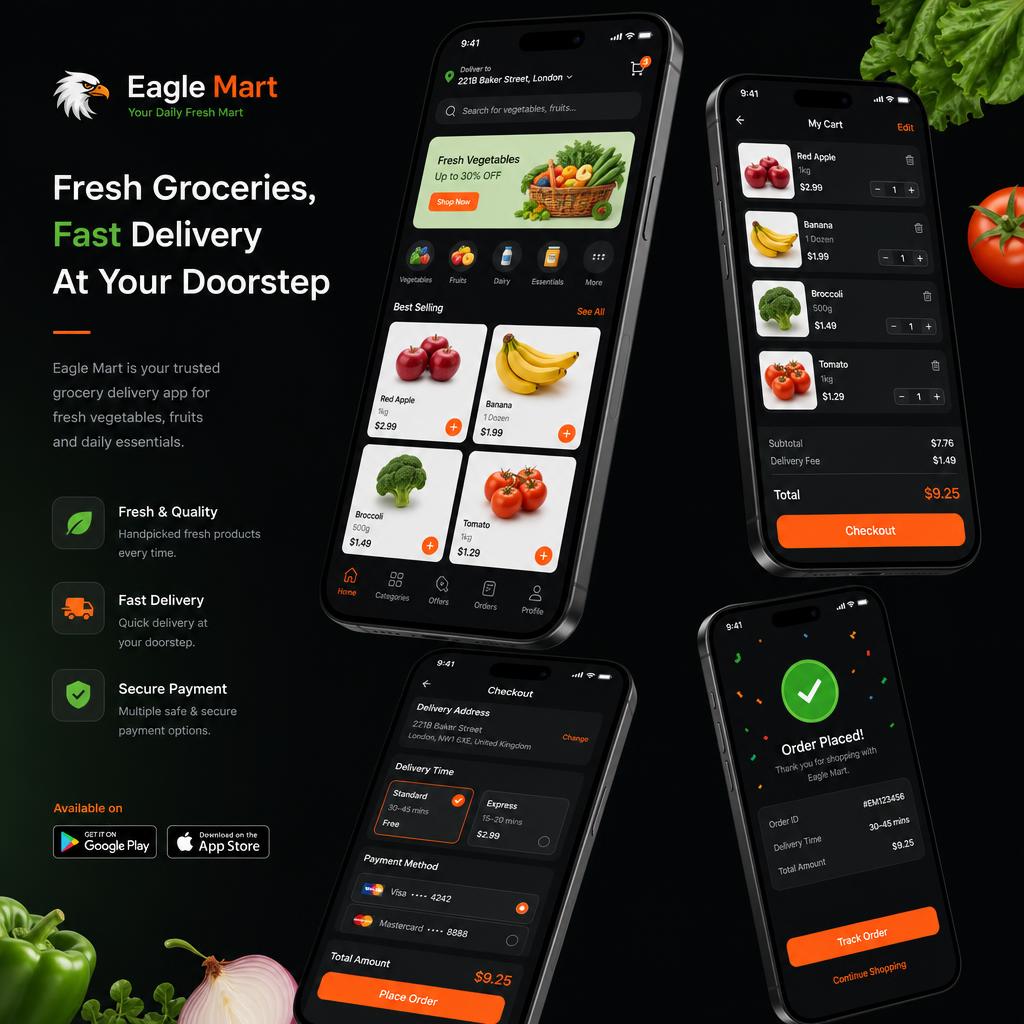 Eagle Mart grocery delivery app mockup